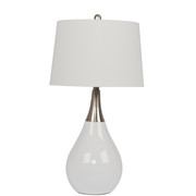 Litex Industries 28" Table Lamp, Brushed Nickel Metal and White Base and White Shade BL23WW